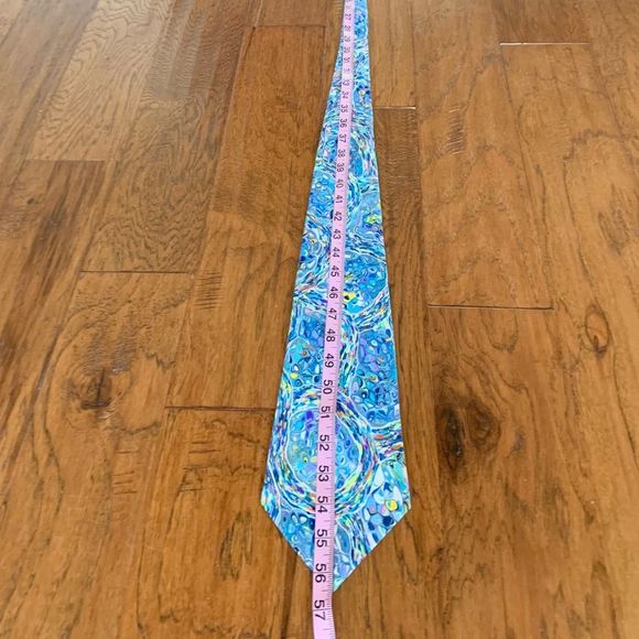 Vintage Continental Necktie Blue Kaleidoscope Inspired Van Gogh Print - Picture 8 of 11